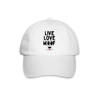 Live Love Woof Hund Liebhaber - Baseballkappe - Weiß/Weiß - Vorne
