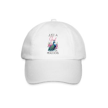 Pfau Blumen Pfauenfeder Exotisch Farbenfroh Bunt - Baseballkappe - Weiß/Weiß - Vorne