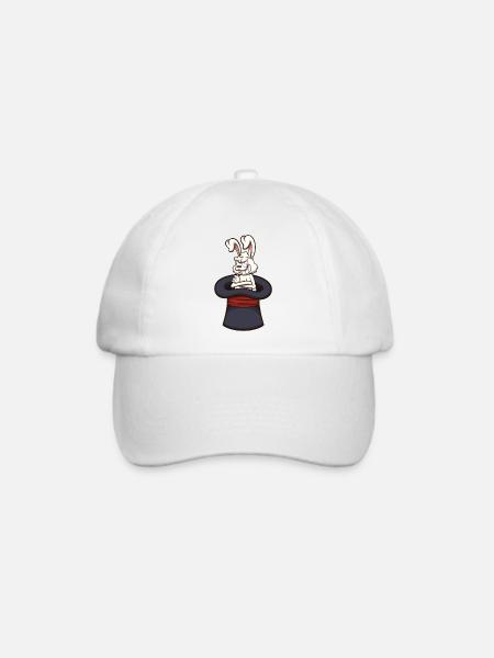 Böser weißer Hase mit Zaubererhut - Baseballkappe - Weiß/Weiß