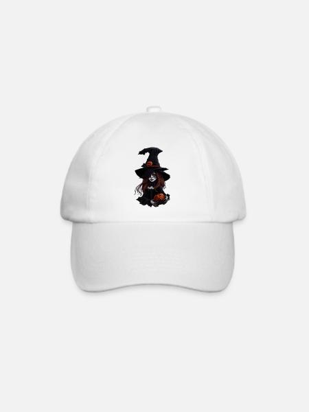 Halloween-Hexe mit Kürbissen - Baseballkappe - Weiß/Weiß