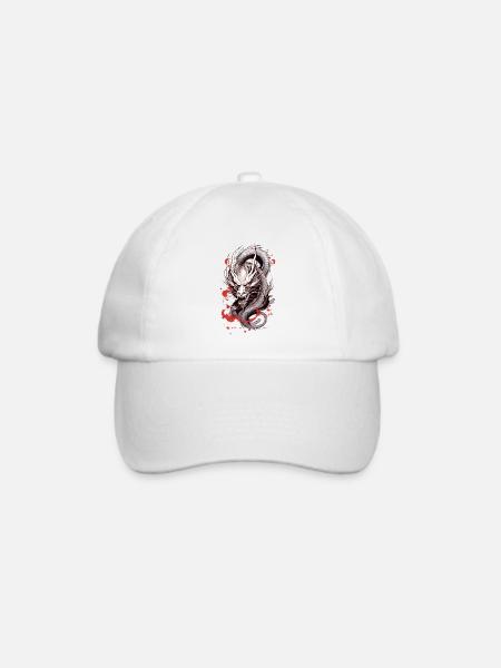 Japanischer Drache - Baseballkappe - Weiß/Weiß