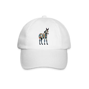 Esel / Tier /Grautier / Mähne / iah / Lasstier - Baseballkappe - Weiß/Weiß - Vorne