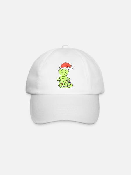 Süßer Weihnachtsdrache mit Lichterkette - Baseballkappe - Weiß/Weiß