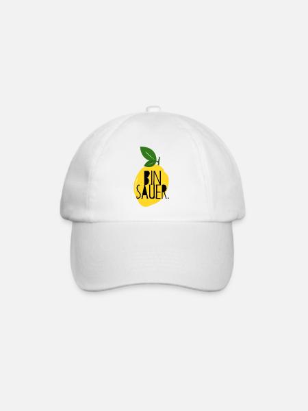 Bin sauer - Zitrone - Schlechte Laune - Statement - Baseballkappe - Weiß/Weiß