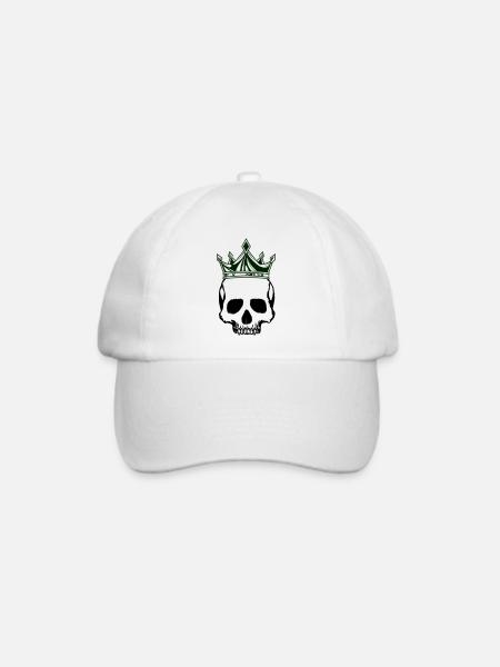 totenkopf könig krone - Baseballkappe - Weiß/Weiß
