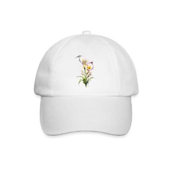 Aquarell-Eleganz: Die Calla-Lilie - Baseballkappe - Weiß/Weiß - Vorne