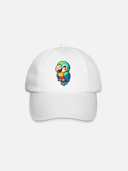 Papagei - Baseballkappe - Weiß/Weiß