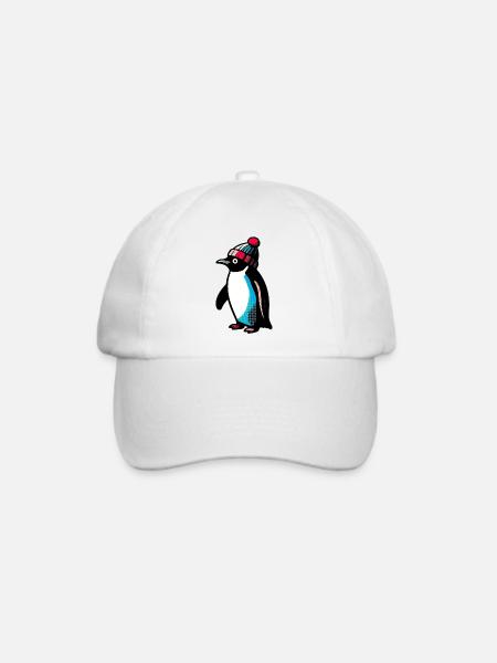 Pinguin - Baseballkappe - Weiß/Weiß