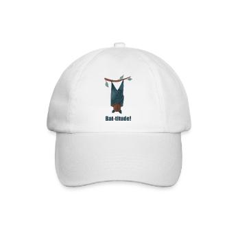 Bat-titude!, Halloween Bat, Attitude, Bats. - Baseballkappe - Weiß/Weiß - Vorne