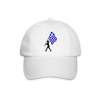Flagge Griechenland Frau Geht - Baseballkappe - Weiß/Weiß - Vorne