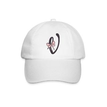 Anfangsbuchstabe V Schleifchen - Baseballkappe - Weiß/Weiß - Vorne