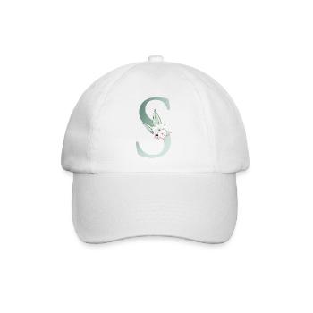 S Monogramm, Floral, personalisierbar - Baseballkappe - Weiß/Weiß - Vorne