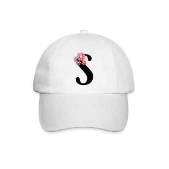 Buchstabe S Minimalistische Blumen - Baseballkappe - Weiß/Weiß - Vorne