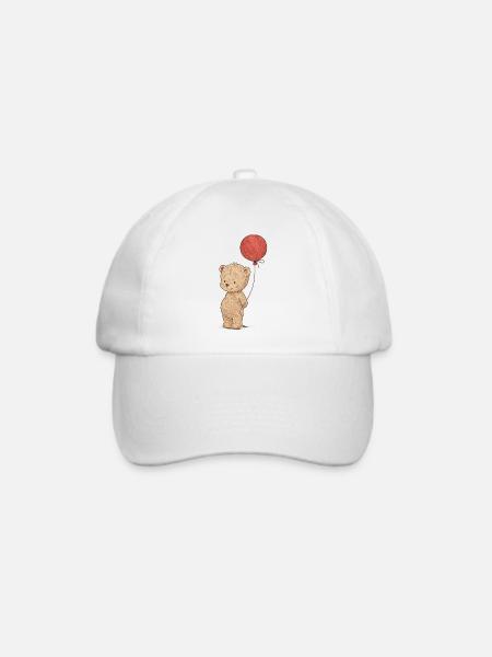 Süßer Bärenliebhaber mit Luftballon - Baseballkappe - Weiß/Weiß