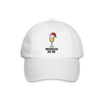 Prosecco Ho Ho – Weihnachtlicher Prosecco Pullover - Baseballkappe - Weiß/Weiß - Vorne