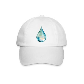 Wassertropfen - Cooles Low Poly Logo - Baseballkappe - Weiß/Weiß - Vorne