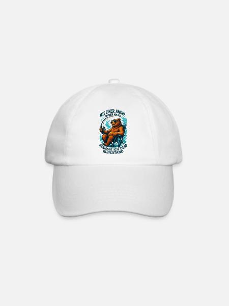 Ruhestand Rente Bär Renter Angeln Fisch Geschenk - Baseballkappe - Weiß/Weiß