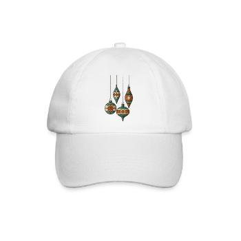 Weihnachtskugeln - Frohe Weihnachten - Baseballkappe - Weiß/Weiß - Vorne