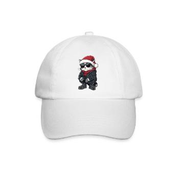 Katze Weihnachten Winter - Baseballkappe - Weiß/Weiß - Vorne