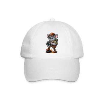 Lustiges Koala-Entdecker-Wandern, Camping-Abenteuer - Baseballkappe - Weiß/Weiß - Vorne