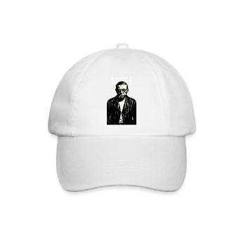 Jean Paul Sartre Noir Leder-Rebellenporträt - Baseballkappe - Weiß/Weiß - Vorne