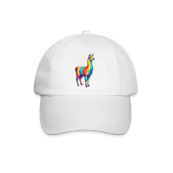 Bunte Lama-Regenbogen-Pop-Art-Aquarell - Baseballkappe - Weiß/Weiß - Vorne