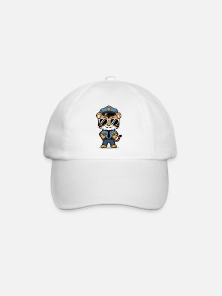 Tiger Polizist Sonnenbrille - Baseballkappe - Weiß/Weiß
