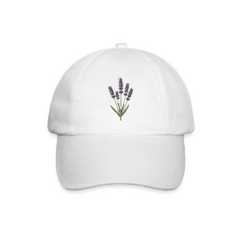 Lavendel-Botanische Gravur - Baseballkappe - Weiß/Weiß - Vorne