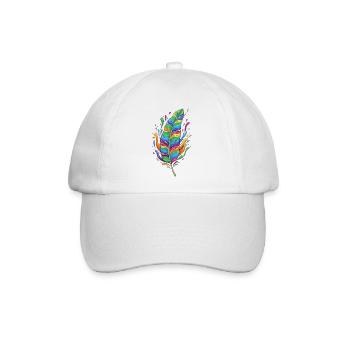 Regenbogenfeder Farbexplosion - Baseballkappe - Weiß/Weiß - Vorne