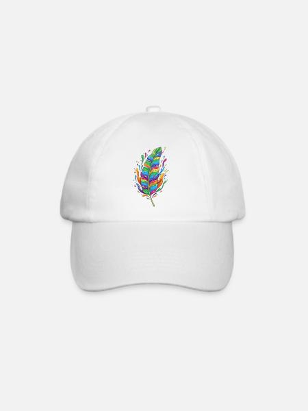 Regenbogenfeder Farbexplosion - Baseballkappe - Weiß/Weiß