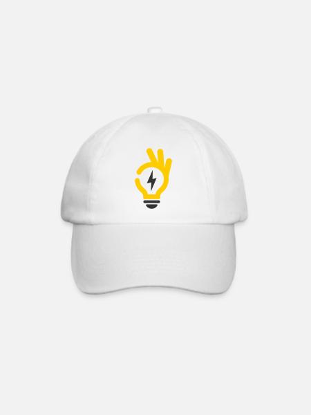 Elektriker Hand Blitz OK Glühbirne - Baseballkappe - Weiß/Weiß