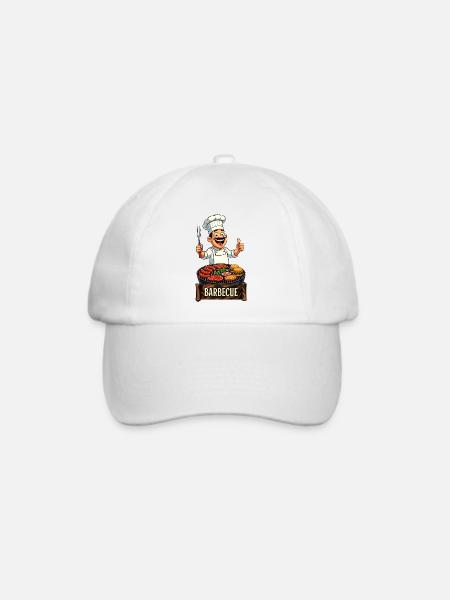 Koch am runden Grill - Baseballkappe - Weiß/Weiß