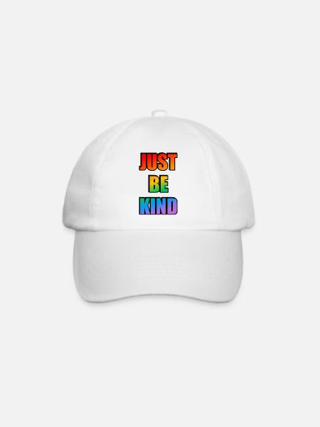 Just Be Kind, Regenbogenverlauf - Baseballkappe - Weiß/Weiß