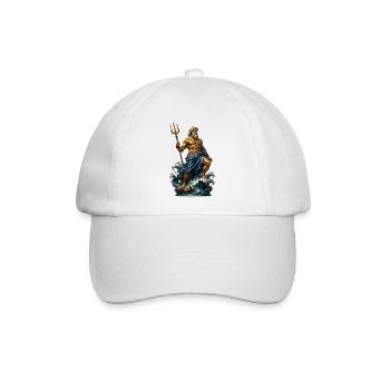 Poseidon: Wellenkönig auf See - Baseballkappe - Weiß/Weiß - Vorne