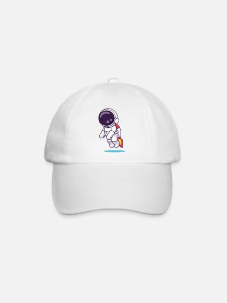 Winziger Astronauten-Raketen-Dash - Baseballkappe - Weiß/Weiß