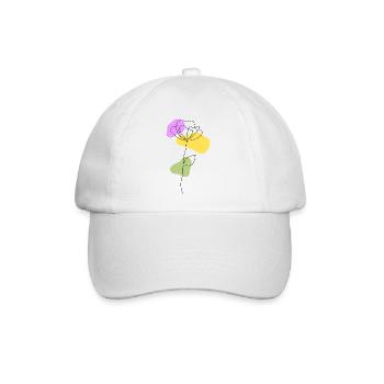 Lineart Blume mit Pastellformen - Baseballkappe - Weiß/Weiß - Vorne