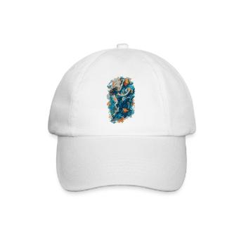Bouldern Frau Design – Kletterin an Boulderwand - Baseballkappe - Weiß/Weiß - Vorne