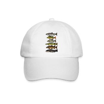 Fischarten Angler Design Fische angeln - Baseballkappe - Weiß/Weiß - Vorne