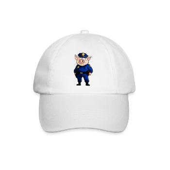 Schweine Polizei / Polizistin Schwein - Baseballkappe - Weiß/Weiß - Vorne