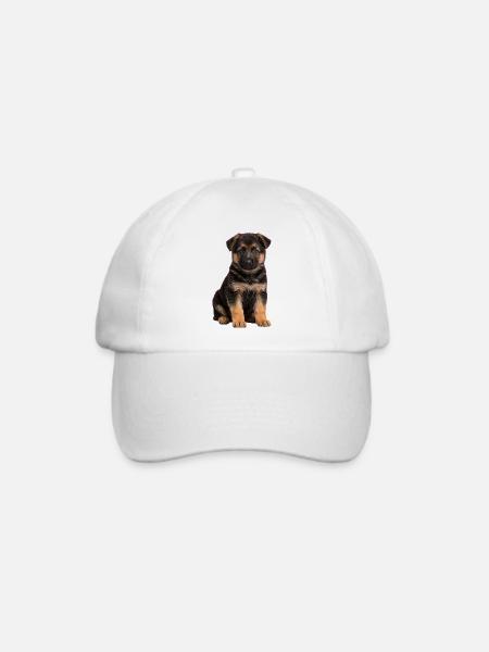 Sanftes Porträt des Deutschen Schäferhunde-Welpen - Baseballkappe - Weiß/Weiß