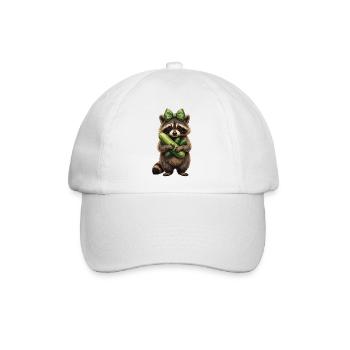Waschbär mit Gurkenfreude - Baseballkappe - Weiß/Weiß - Vorne
