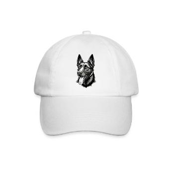 Belgischer Malinois-Hundekopf - Baseballkappe - Weiß/Weiß - Vorne