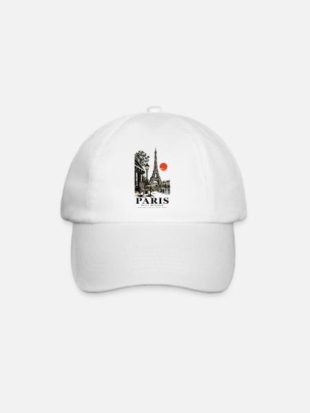 Paris Café am Seine am Abend - Baseballkappe - Weiß/Weiß