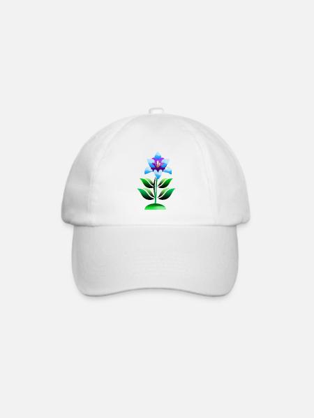 Blume lila und blau - Baseballkappe - Weiß/Weiß