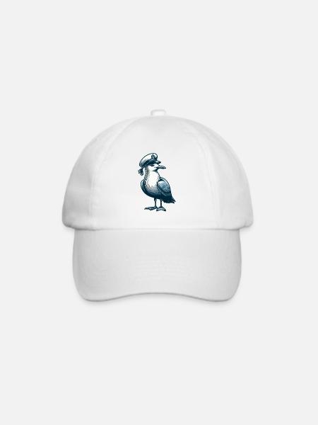 MÖWE KAPITÄN MÜTZE MEER WELLEN MARITIM BLAU ANKER - Baseballkappe - Weiß/Weiß