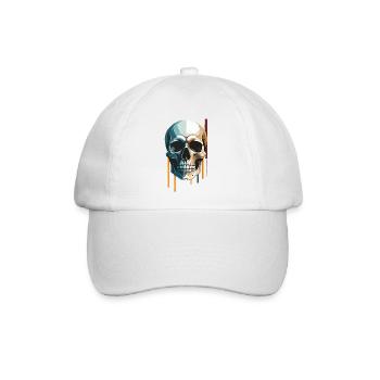 Skull Art - Moderner Totenkopf im Dual-Color Desig - Baseballkappe - Weiß/Weiß - Vorne