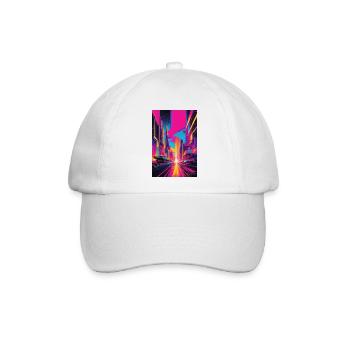 Lebendiges Neon-Stadtbild, futuristische Urban Art - Baseballkappe - Weiß/Weiß - Vorne
