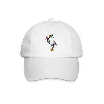 Nordsee Küste Möwe raucht Pfeife Hamburg - Baseballkappe - Weiß/Weiß - Vorne