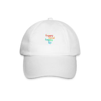 Happy Mind - Happy Life - Baseballkappe - Weiß/Weiß - Vorne