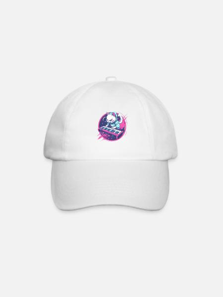 Synth Katze - Baseballkappe - Weiß/Weiß